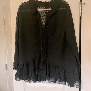 Zara Black Ruffled Blouse